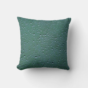 Water Droplets on a Green Background Cushion