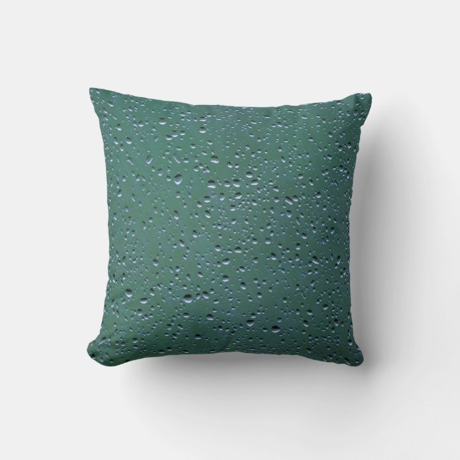 Water Droplets on a Green Background Cushion (Front)