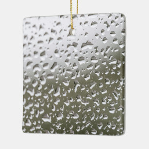 Water Droplets on Glass, Rain Drops on Glass Ceramic Ornament