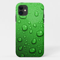 Water droplets on green background, cool & wet