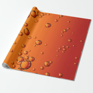 Water droplets on orange surface wrapping paper