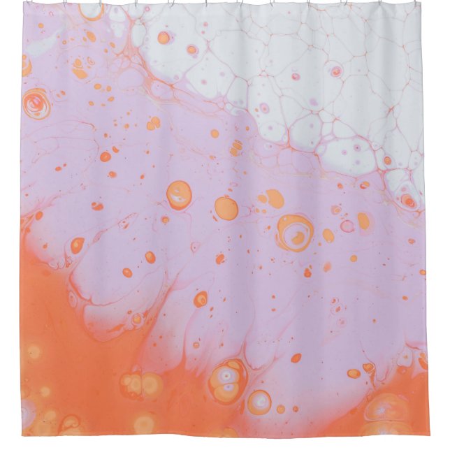 WATER DROPLETS ON RED SURFACE SHOWER CURTAIN (Front)
