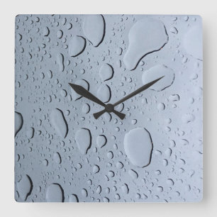 Water Droplets Patterns Grey Grey Abstract Artsy Square Wall Clock