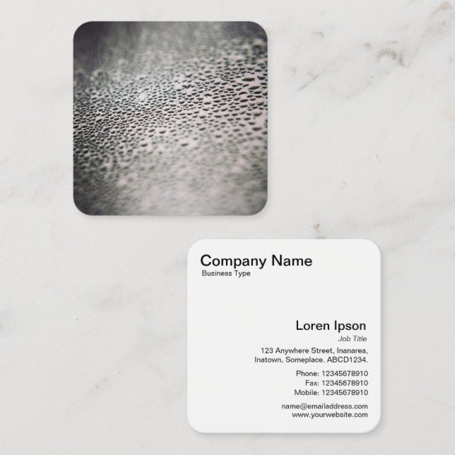 Water Droplets Square Business Card (Front/Back)