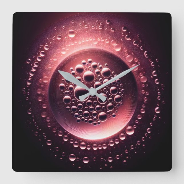 water droplets square wall clock (Front)