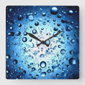 water droplets square wall clock