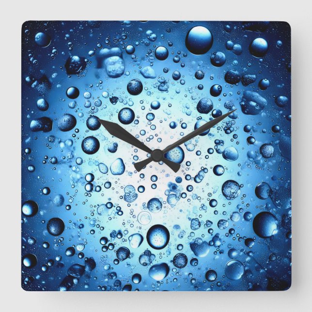 water droplets square wall clock (Front)