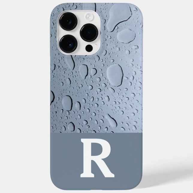 Water Drops Abstract Monogram Initials Grey Custom Case-Mate iPhone Case (Back)