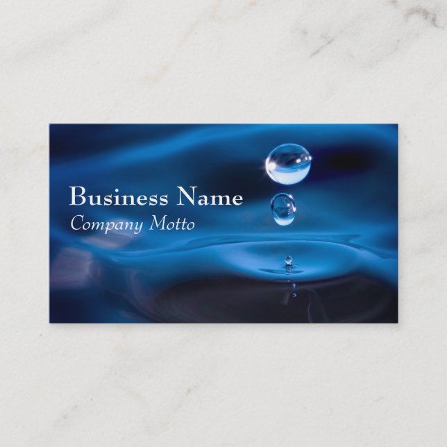 Water Drops Blue Generic business card (Front)