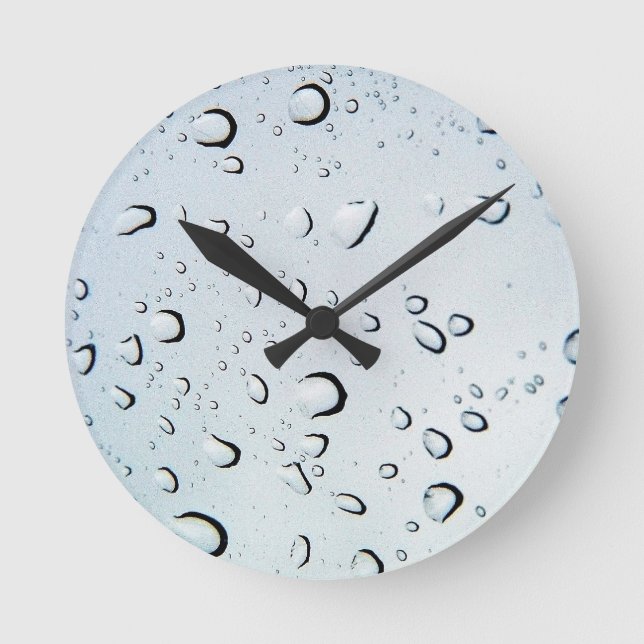 Water Drops Crystal Clear Fine glass tiles Beautif Round Clock (Front)