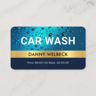 Water Drops Gold Stripe Auto Centre Business Card
