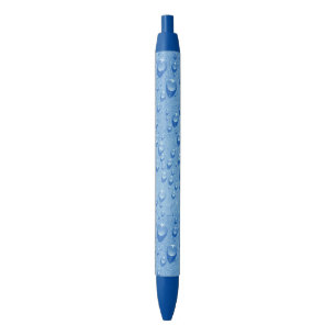 Water Drops Modern Nature Aqua Blue Template Ink Pen