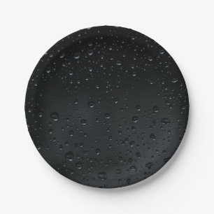 water drops on black window paper plate