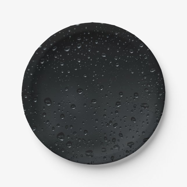 water drops on black window   paper plate (Front)