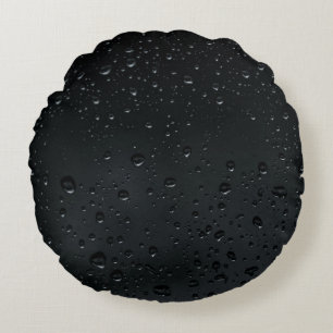 water drops on black window round cushion