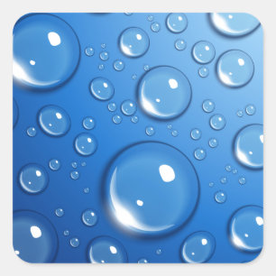 Water drops on blue square sticker