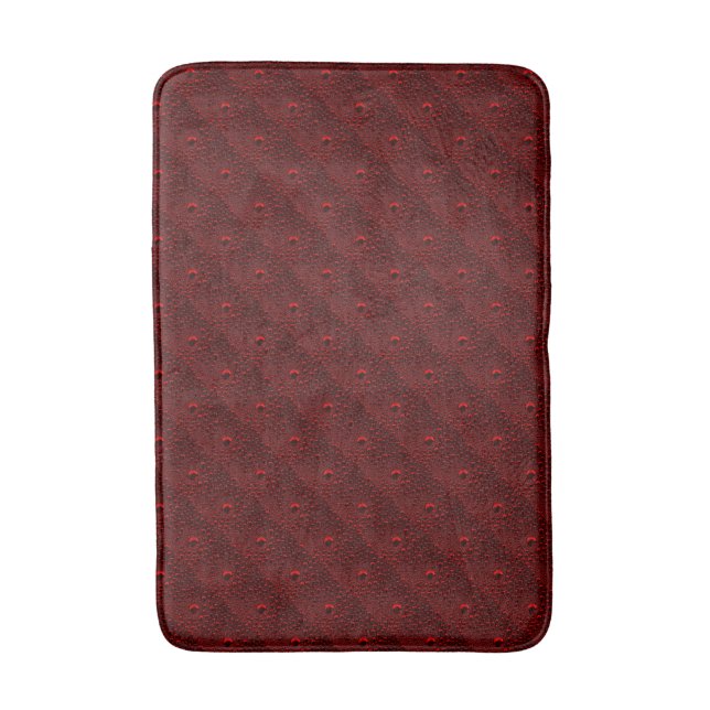 Water Drops on Crimson Metal Bath Mat (Front Vertical)