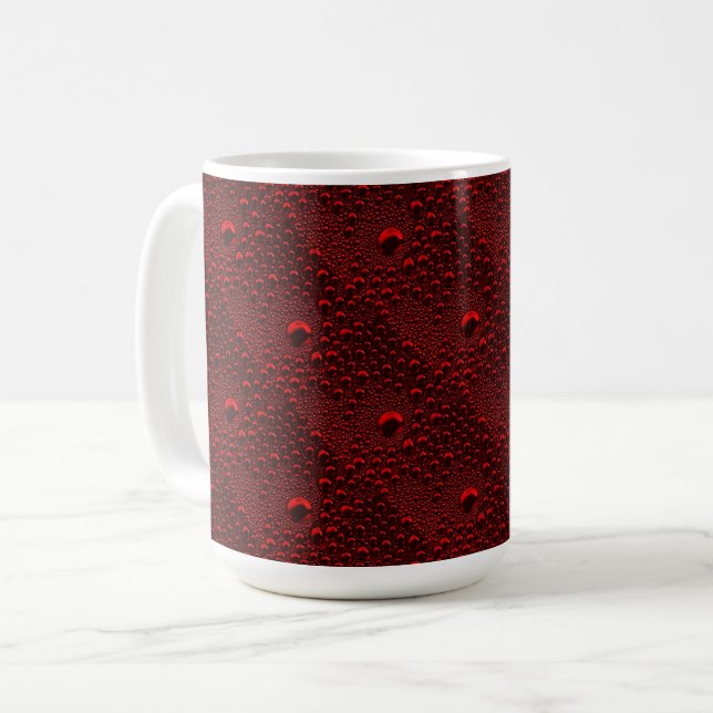 Water Drops on Crimson Metal Coffee Mug (Front Left)
