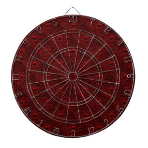 Water Drops on Crimson Metal Dartboard