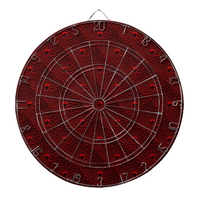 Water Drops on Crimson Metal Dartboard (Front)