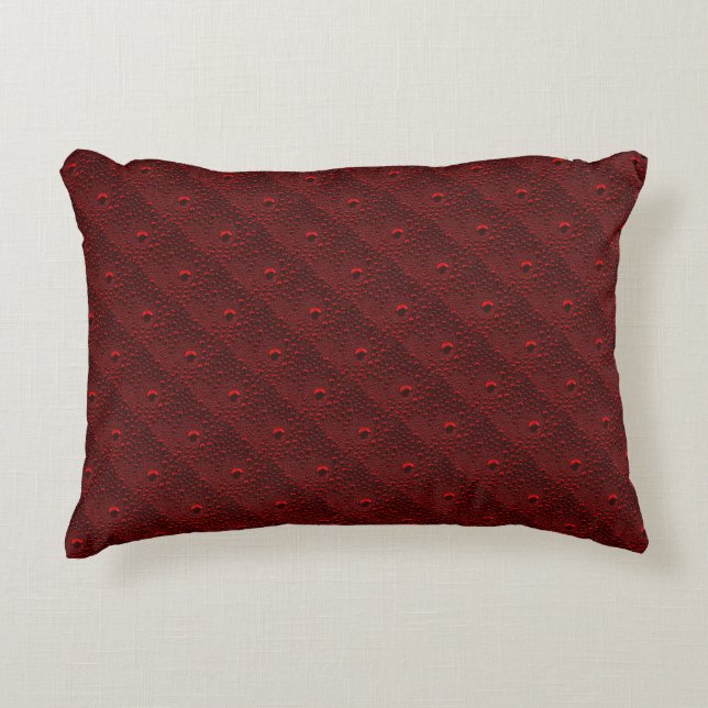 Water Drops on Crimson Metal Decorative Cushion (Front)