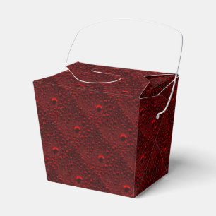 Water Drops on Crimson Metal Favour Box