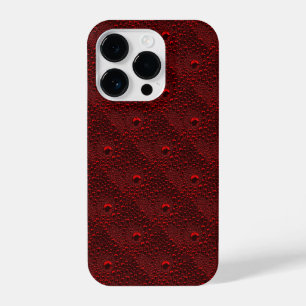 Water Drops on Crimson Metal iPhone 14 Pro Case