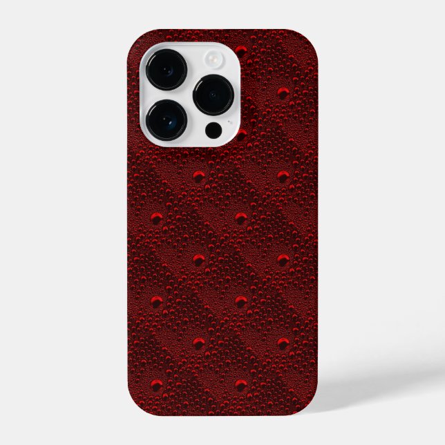 Water Drops on Crimson Metal iPhone Case (Back)