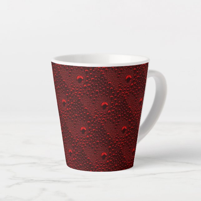 Water Drops on Crimson Metal Latte Mug (Right Angle)