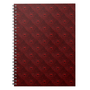 Water Drops on Crimson Metal Notebook