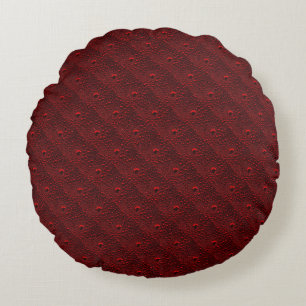 Water Drops on Crimson Metal Round Cushion
