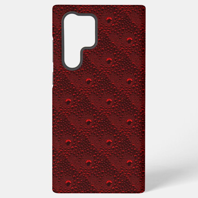 Water Drops on Crimson Metal Samsung Galaxy S22 Ultra Case (Back)