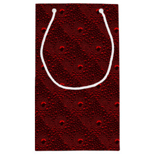 Water Drops on Crimson Metal Small Gift Bag