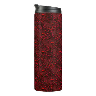 Water Drops on Crimson Metal Thermal Tumbler