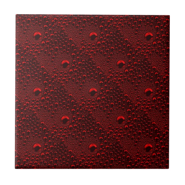 Water Drops on Crimson Metal Tile (Front)