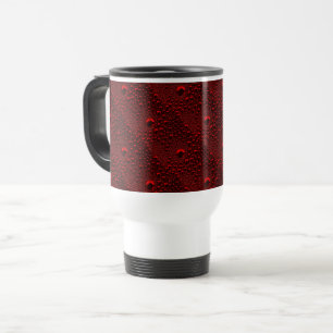 Water Drops on Crimson Metal Travel Mug