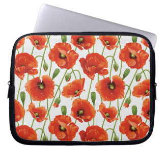 water drops on cute poppies laptop sleeve