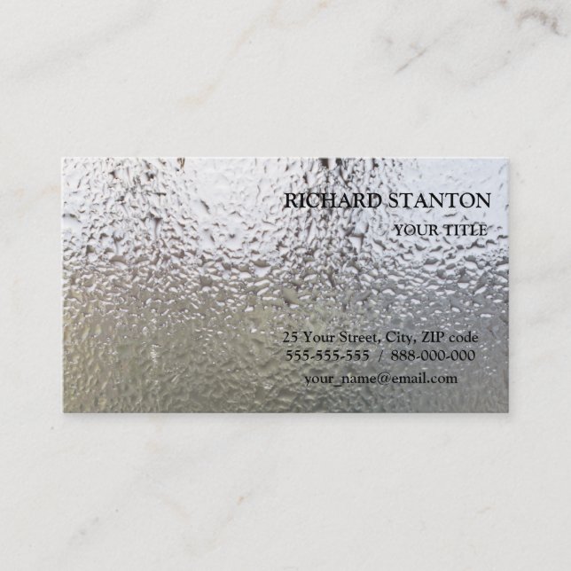 Water drops on glass business card (Front)