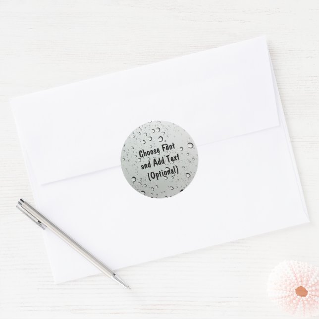 Water Drops on Glass Classic Round Sticker (Envelope)