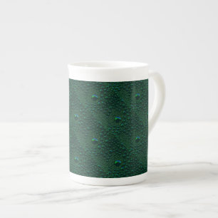 Water Drops on Green Metal Bone China Mug