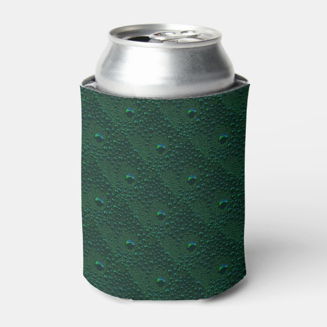 Water Drops on Green Metal Can Cooler (Can Front)