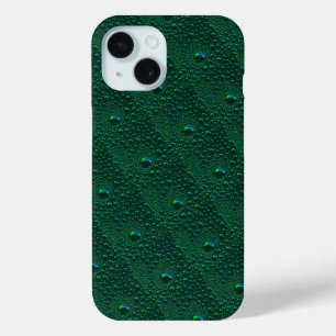 Water Drops on Green Metal iPhone 15 Case