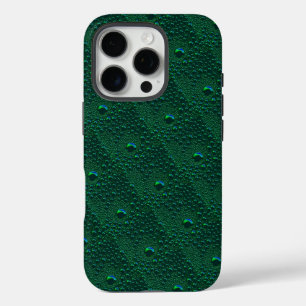 Water Drops on Green Metal iPhone 16 Pro Case