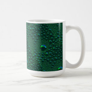 Water Drops on Green Metal Coffee Mug