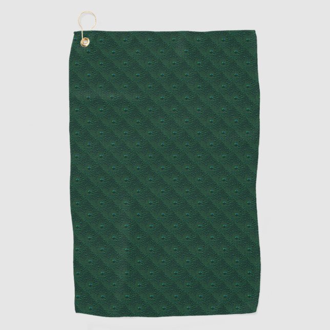 Water Drops on Green Metal Golf Towel (Front)
