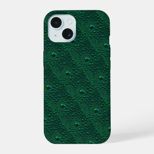 Water Drops on Green Metal iPhone 15 Case