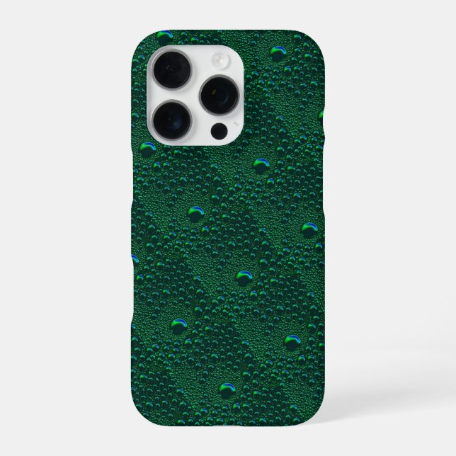 Water Drops on Green Metal iPhone Case (Back)