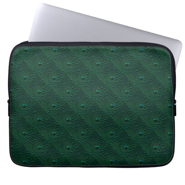 Water Drops on Green Metal Laptop Sleeve (Front)