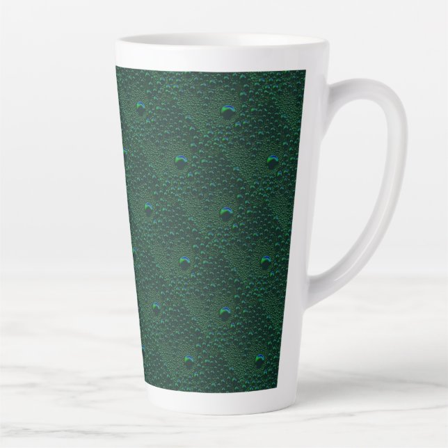 Water Drops on Green Metal Latte Mug (Right)