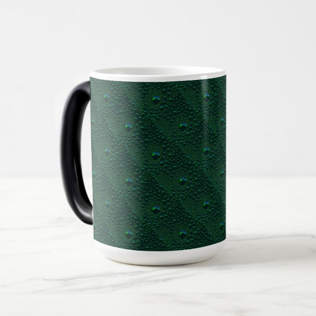 Water Drops on Green Metal Magic Mug (Front Left)